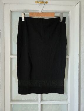 Black Sheer Hem Pencil Skirt Studio S/P